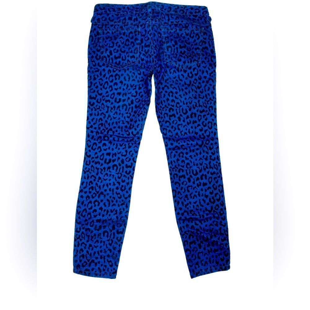 Free People Blue and Black Velvet Animal Print Slim Fit Pants Women’s Size 27 - Picture 3 of 9
